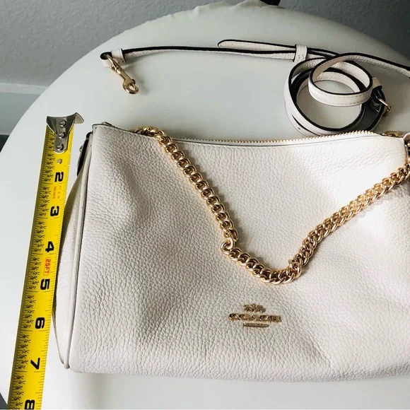 Coach Pebble Leather Chalk  Bag with Gold Chain - Picture 9 of 10